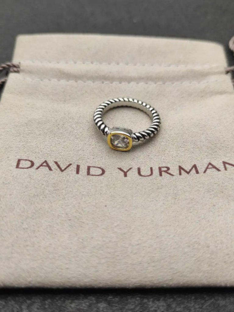 David Yurman 6mm Square-Cut White Diamond Ring